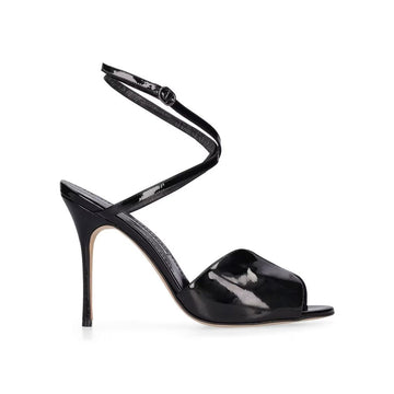 Black Calfskin Stiletto Heel Sandals