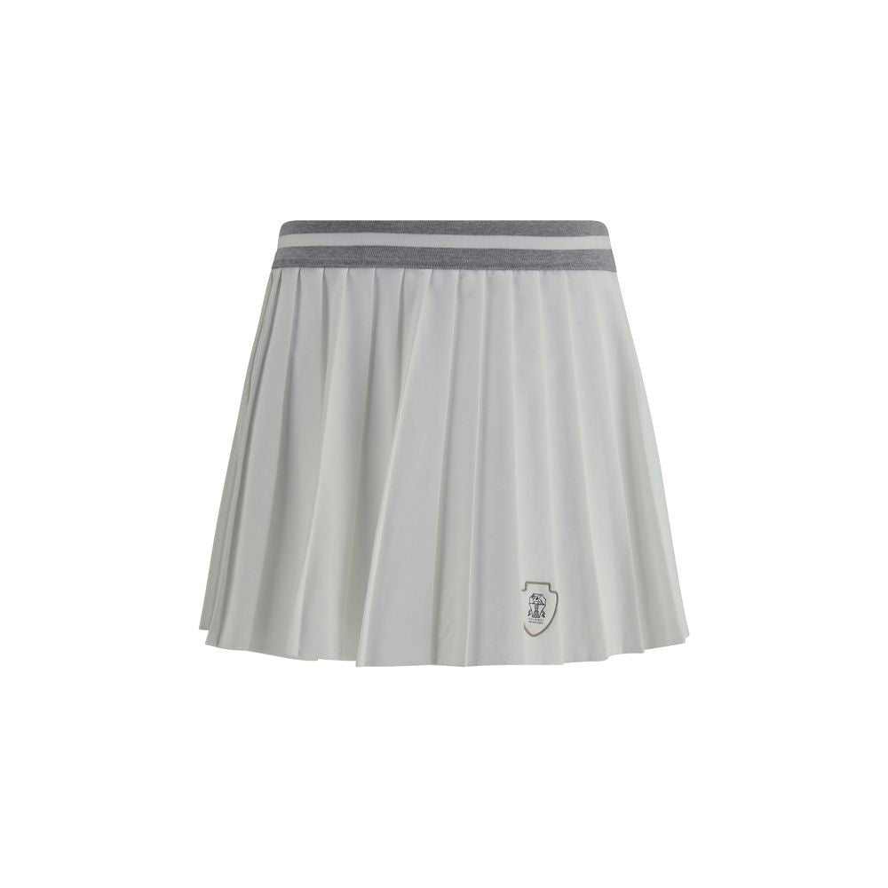 White Polyester Mini Skirt