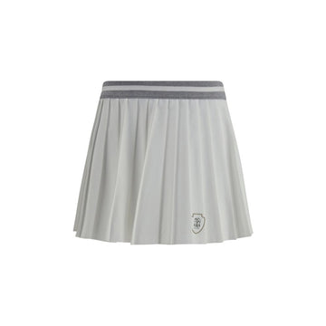White Polyester Mini Skirt