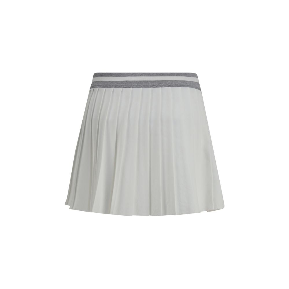 White Polyester Mini Skirt