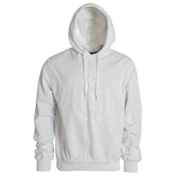 White Cotton Hooded Pullover Sweatshirt Men
