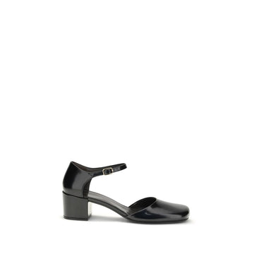 Black Rubber Mid Heel Pumps