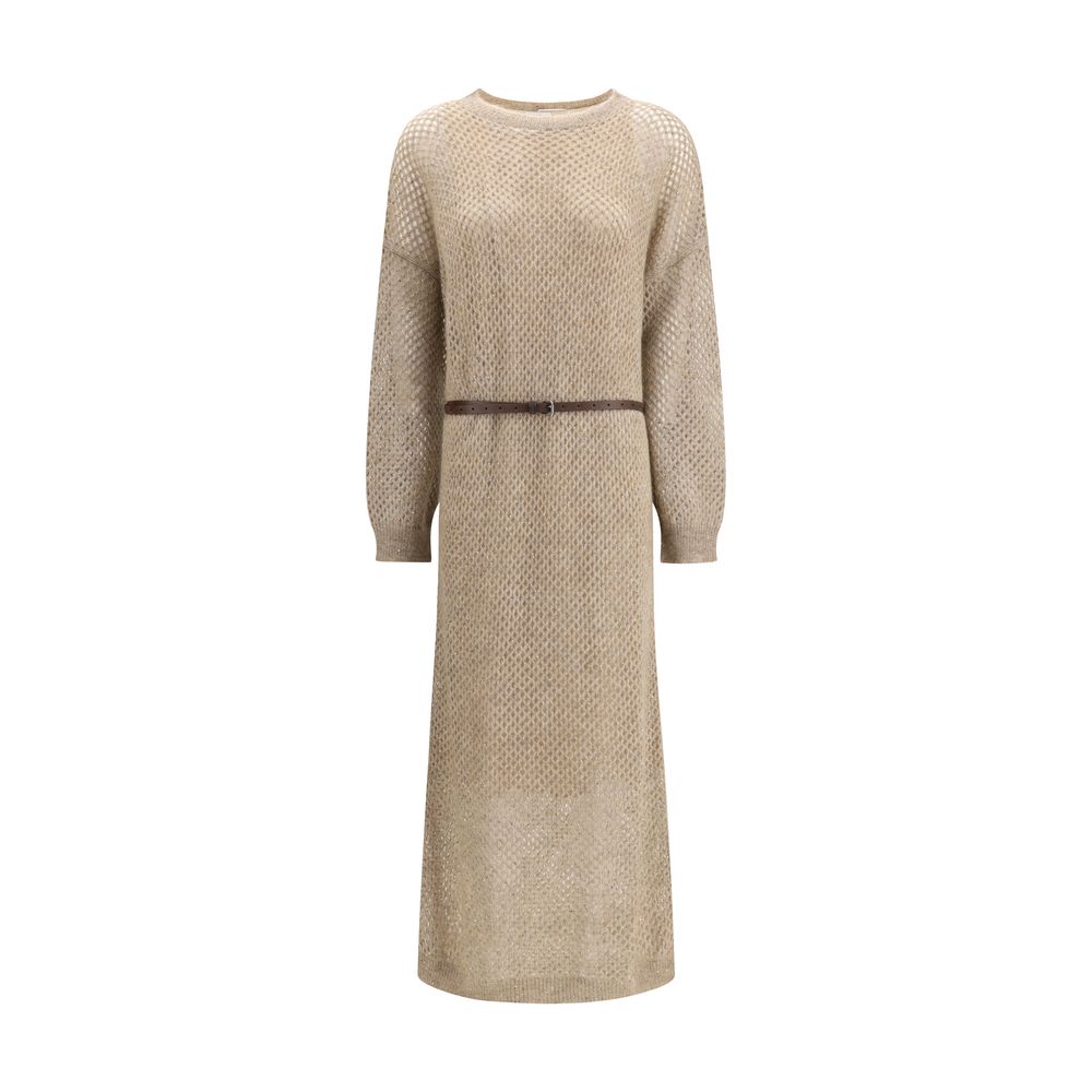 Beige Mohair Casual Dress