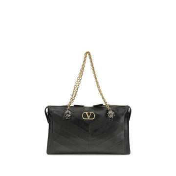 Black Lamb Leather Shoulder Bag