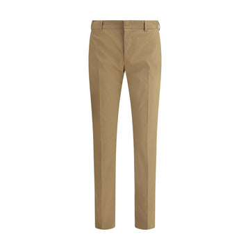 Brown Cotton Casual Pants