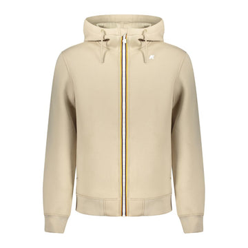 Beige Polyester Men Sweater with Hood