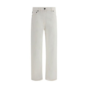 White Cotton Straight-Leg Jeans